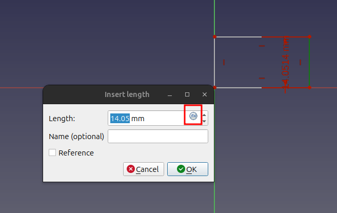Opening the Formula Editor for the vertical constraint