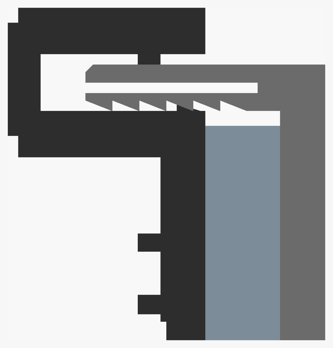 Cross-section with a 5 mm bowl rim: pawl engaged in a tooth near the socket entry