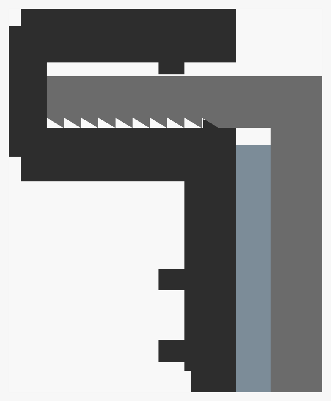 Cross-section with a 2 mm bowl rim: arm pushed almost fully into the socket